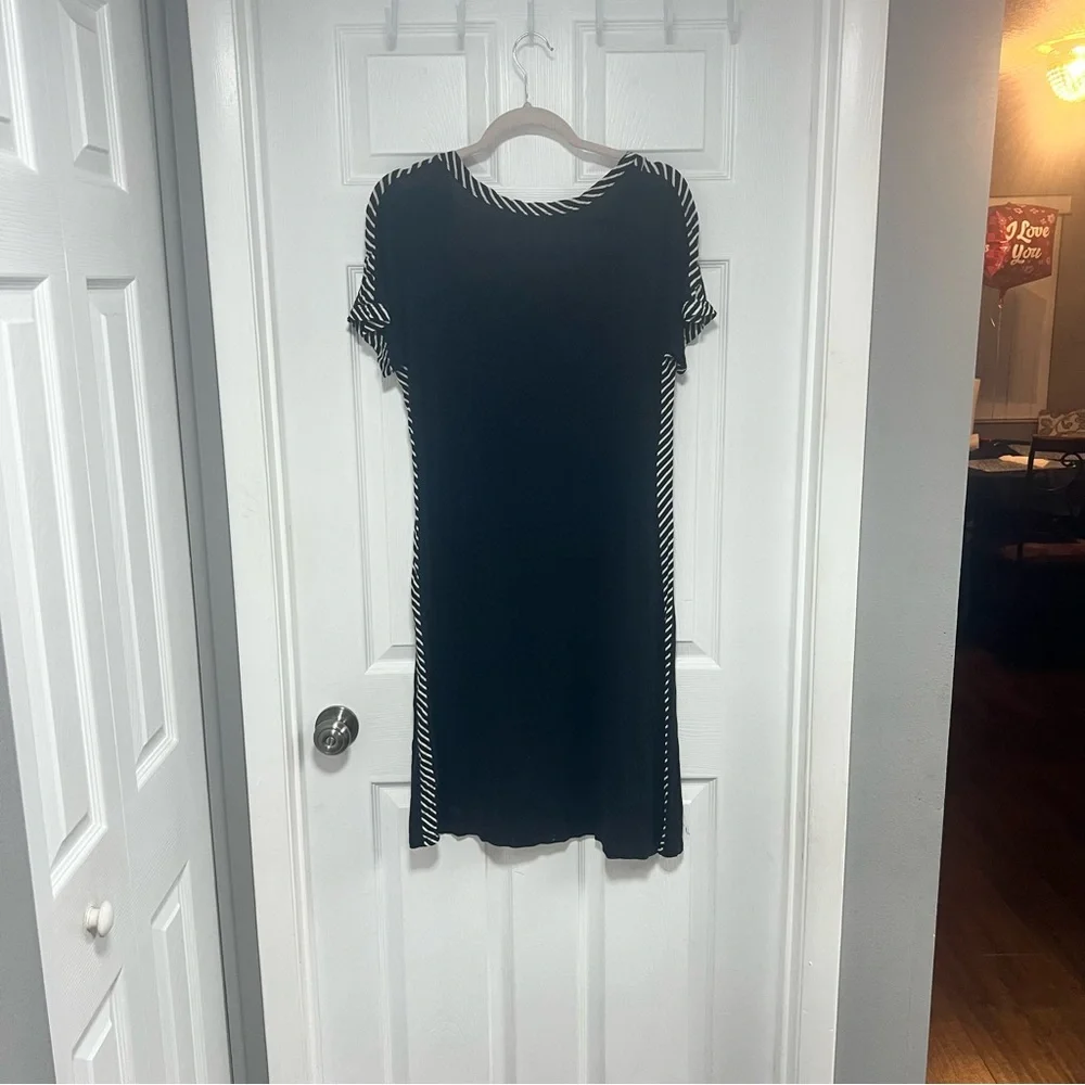 Milano Black Dress with Striped Details Size M - Picture 5 of 5